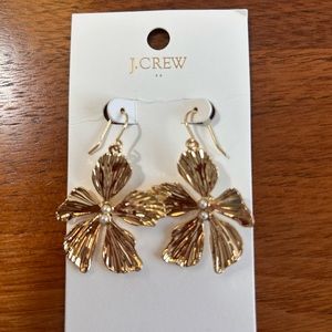J.Crew Factory Gold Flower Earrings with Pearl Detail
